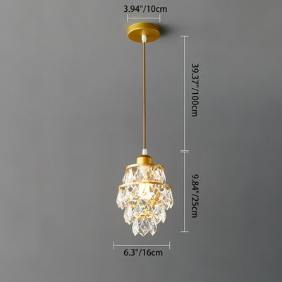 Contemporary Luxury Hardware Crystal Round 1-Light Pendant Light For Living Room