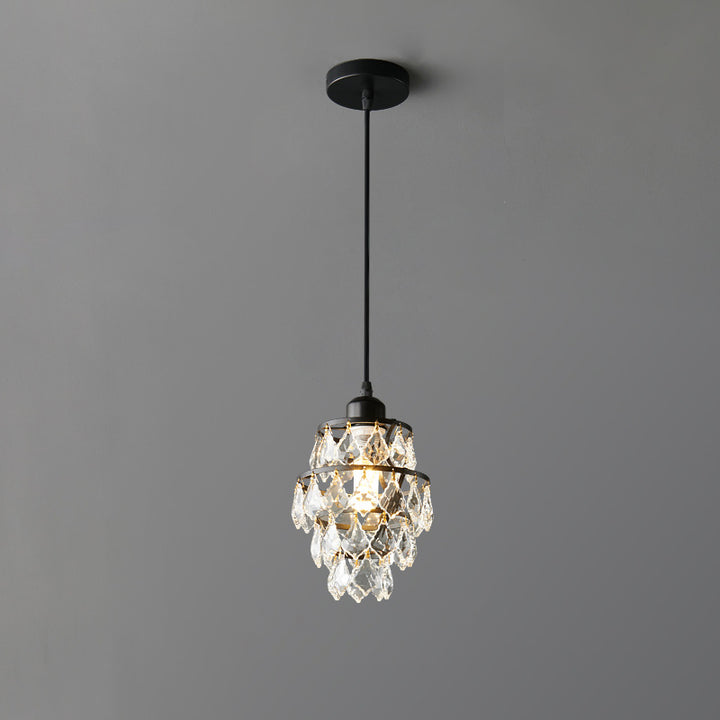Zeitgenössische Luxus-Hardware Kristall Runde 1-Licht Pendelleuchte Für Wohnzimmer 