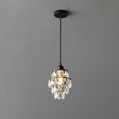 Contemporary Luxury Hardware Crystal Round 1-Light Pendant Light For Living Room