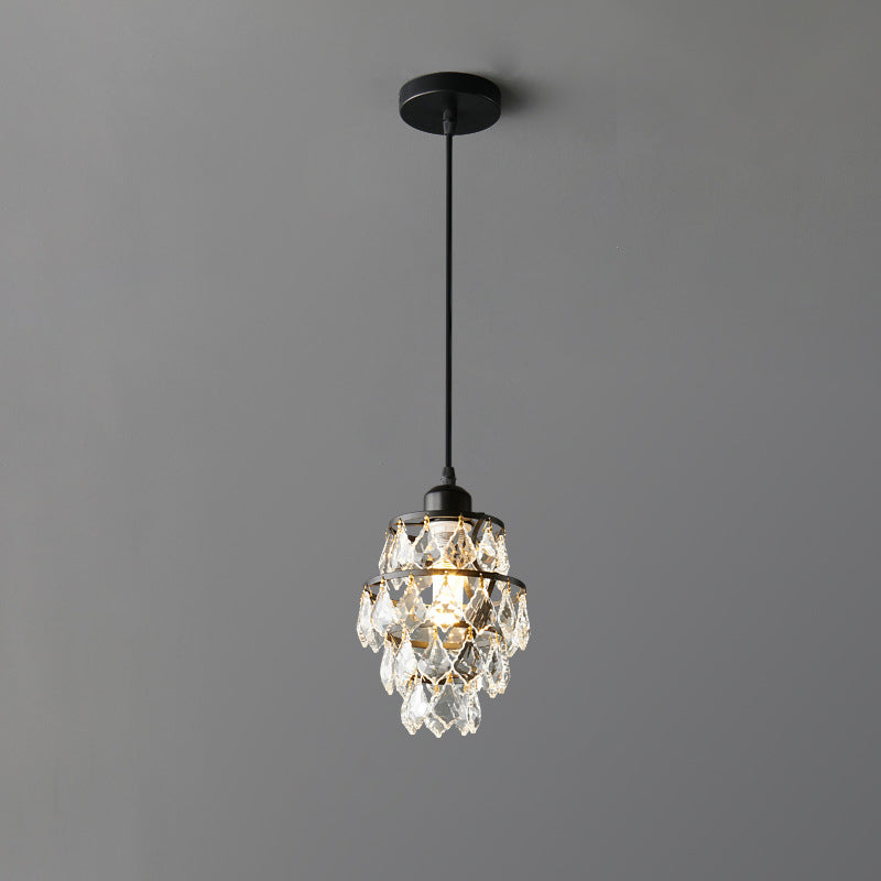 Contemporary Luxury Hardware Crystal Round 1-Light Pendant Light For Living Room