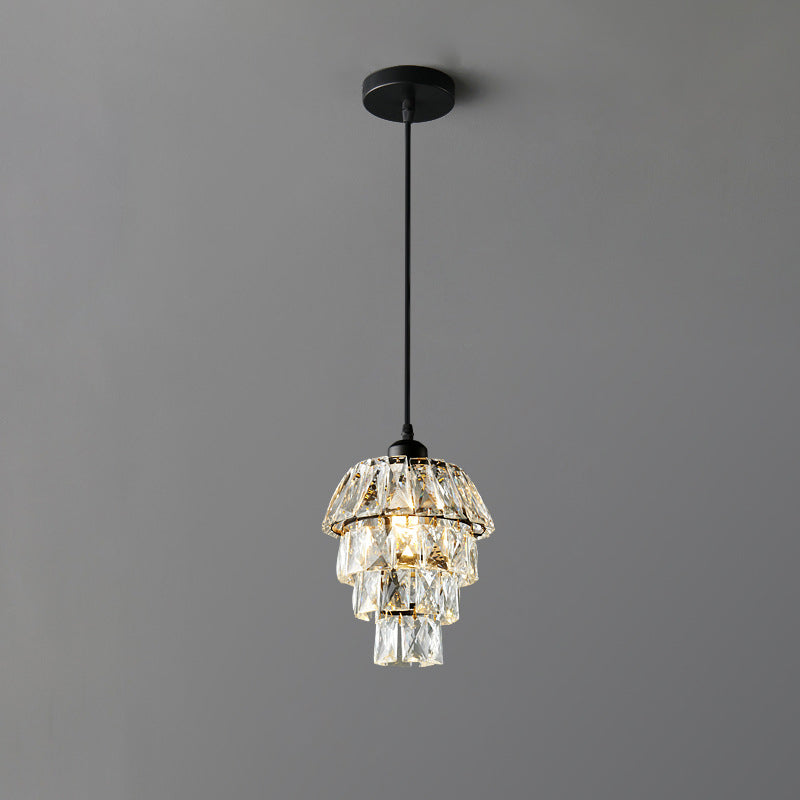Contemporary Luxury Hardware Crystal Round 1-Light Pendant Light For Living Room