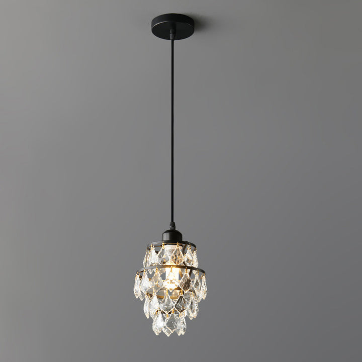 Zeitgenössische Luxus-Hardware Kristall Runde 1-Licht Pendelleuchte Für Wohnzimmer 