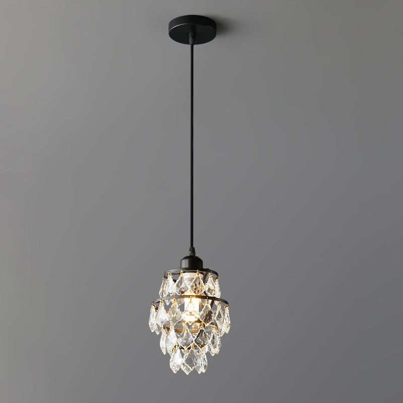 Contemporary Luxury Hardware Crystal Round 1-Light Pendant Light For Living Room