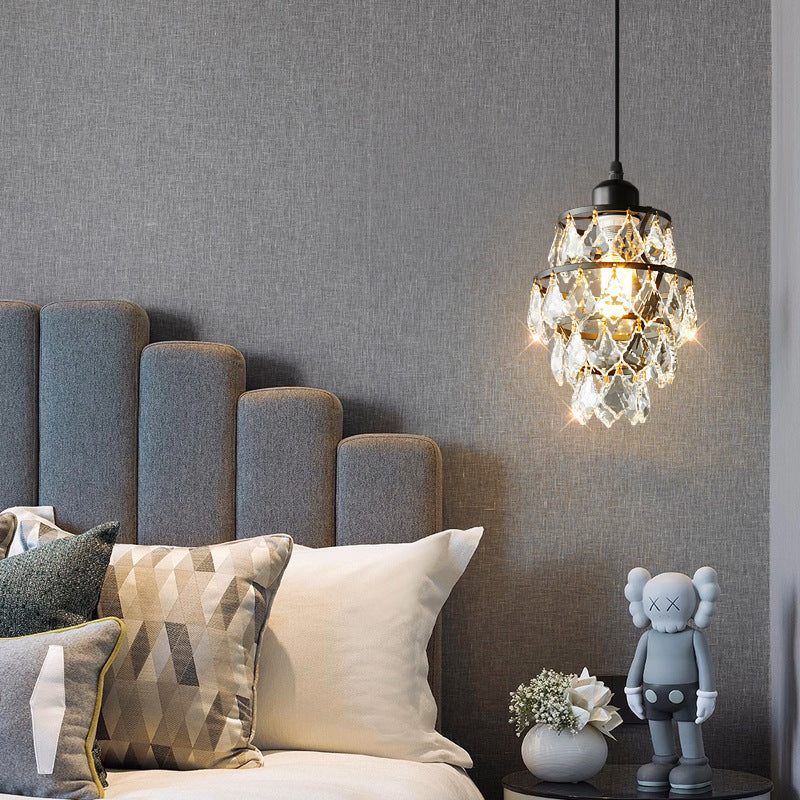 Contemporary Luxury Hardware Crystal Round 1-Light Pendant Light For Living Room