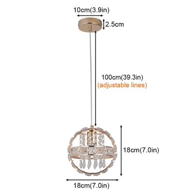 Contemporary Luxury Dual Circle Crystal Ring Glass Beads 1-Light Pendant Light For Living Room