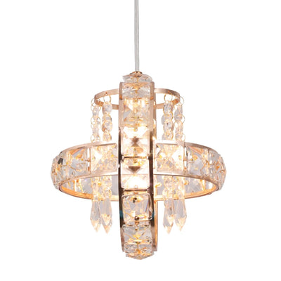 Contemporary Luxury Dual Circle Crystal Ring Glass Beads 1-Light Pendant Light For Living Room