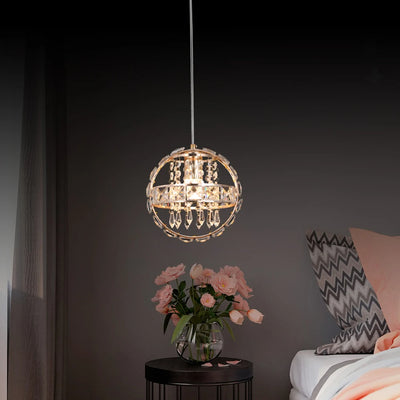 Contemporary Luxury Dual Circle Crystal Ring Glass Beads 1-Light Pendant Light For Living Room