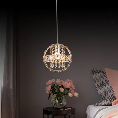 Contemporary Luxury Dual Circle Crystal Ring Glass Beads 1-Light Pendant Light For Living Room