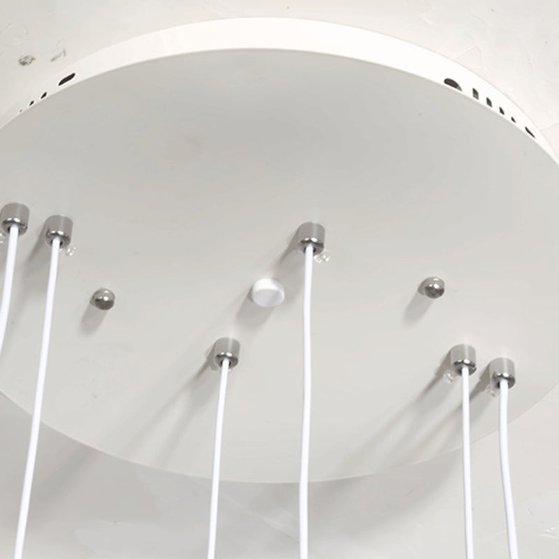 Moderne Einfachheit Eisenkreis Silikonring Acrylkugel LED Kronleuchter für Wohnzimmer 