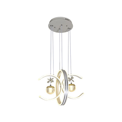 Moderne Einfachheit Eisenkreis Silikonring Acrylkugel LED Kronleuchter für Wohnzimmer 