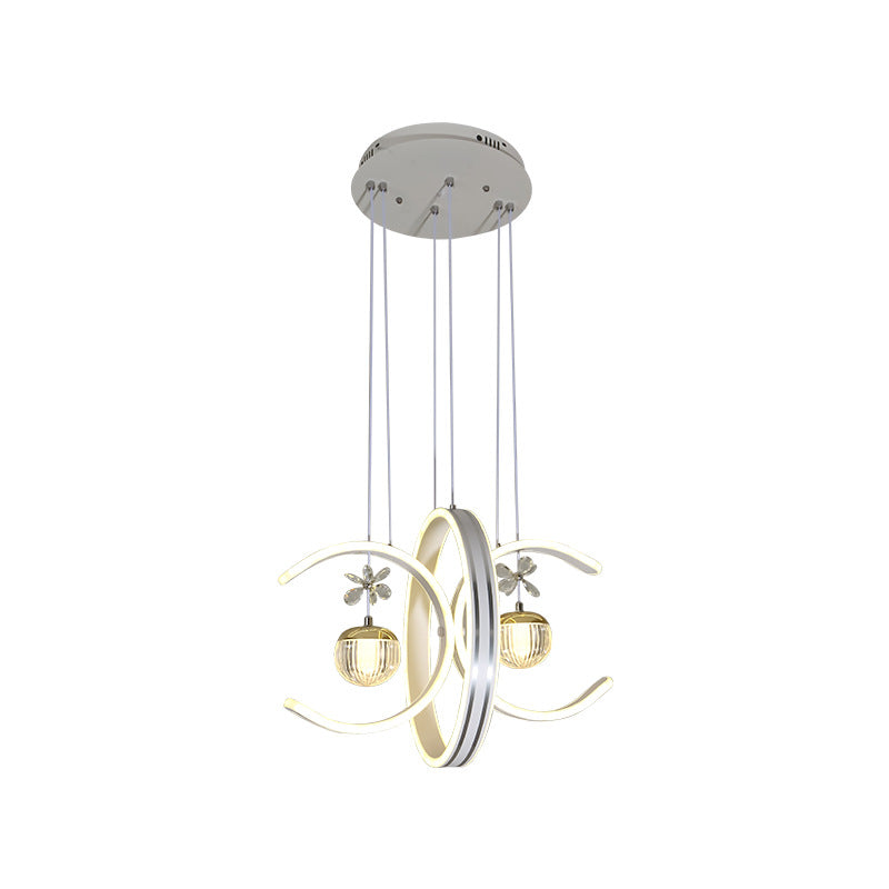 Moderne Einfachheit Eisenkreis Silikonring Acrylkugel LED Kronleuchter für Wohnzimmer 