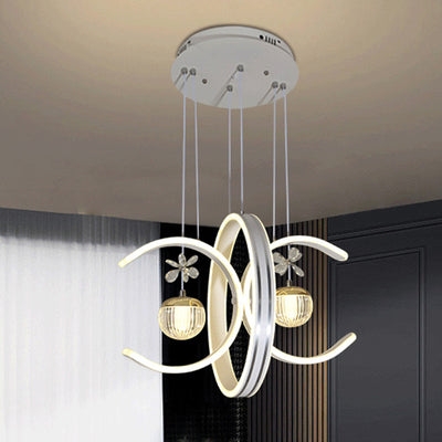 Moderne Einfachheit Eisenkreis Silikonring Acrylkugel LED Kronleuchter für Wohnzimmer 
