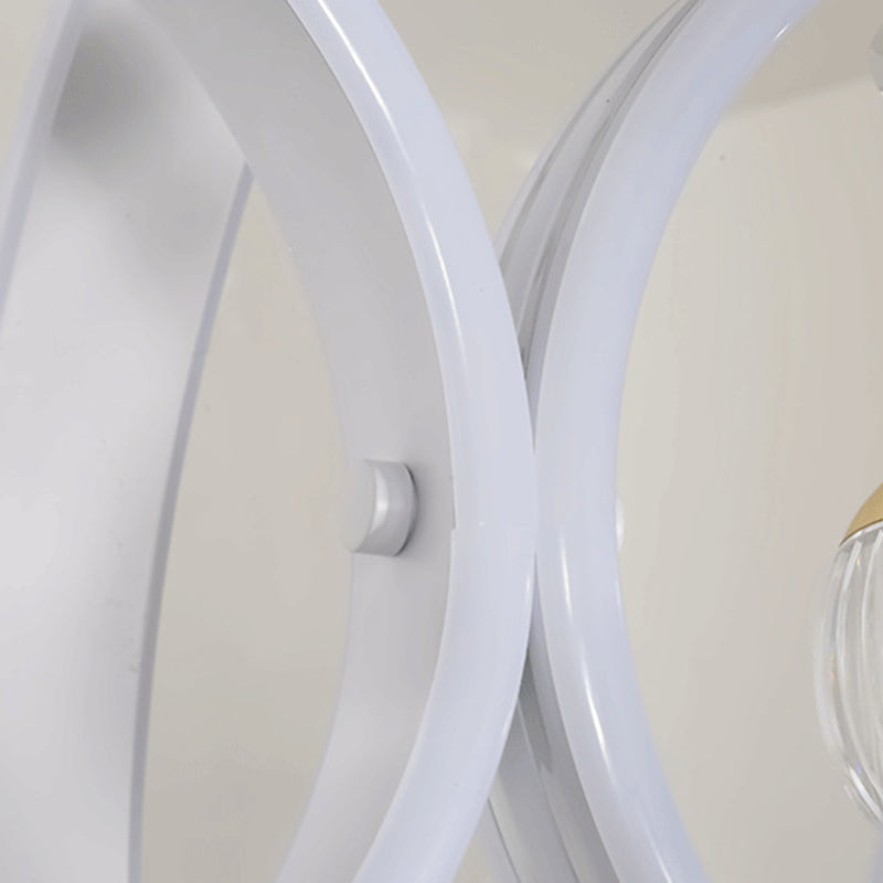Moderne Einfachheit Eisenkreis Silikonring Acrylkugel LED Kronleuchter für Wohnzimmer 
