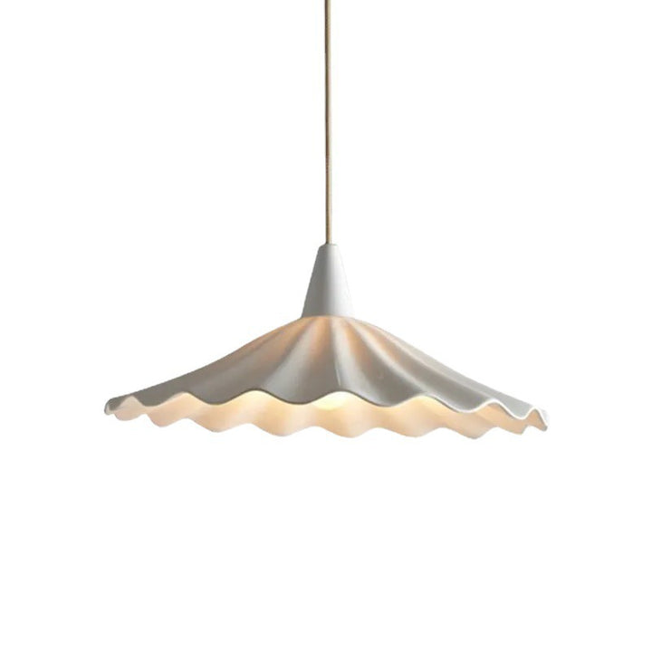 Traditional Vintage Ceramic Lotus Leaf Shade 1-Light Pendant Light For Living Room