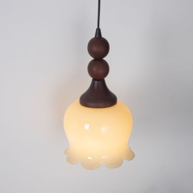 Suspension Luminaire à Une Lumière avec Abat-jour en Bois de Fer Traditionnel Français pour Salon 