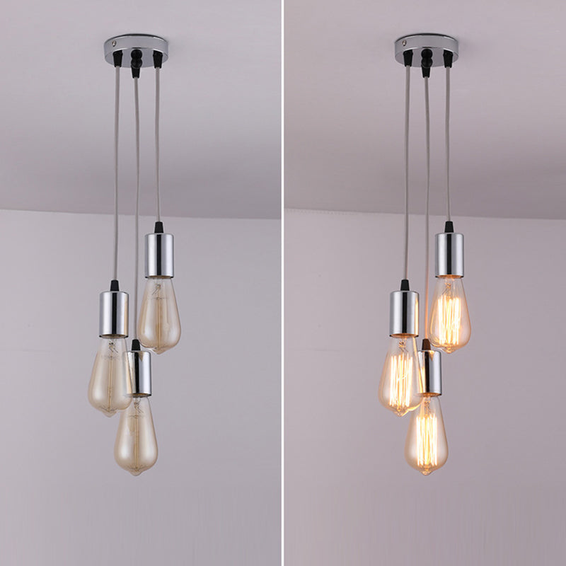 Traditioneller Vintage Eisen Runder 3-Licht Kronleuchter für Wohnzimmer 