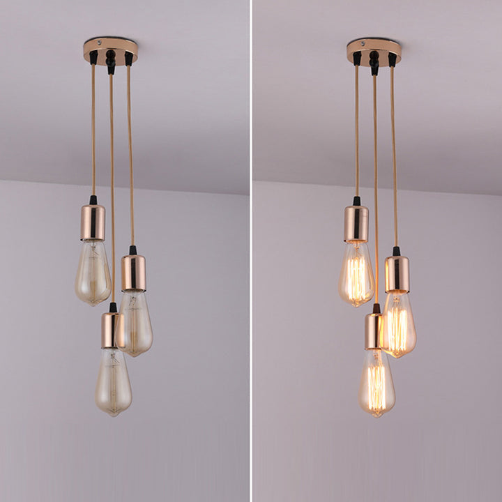 Traditioneller Vintage Eisen Runder 3-Licht Kronleuchter für Wohnzimmer 
