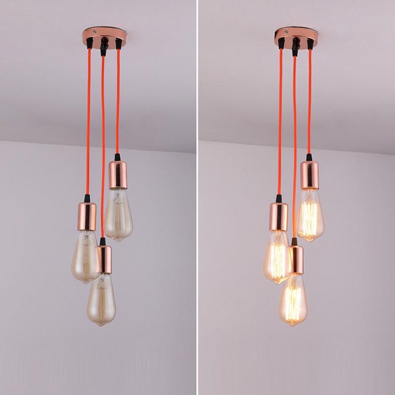 Traditioneller Vintage Eisen Runder 3-Licht Kronleuchter für Wohnzimmer 