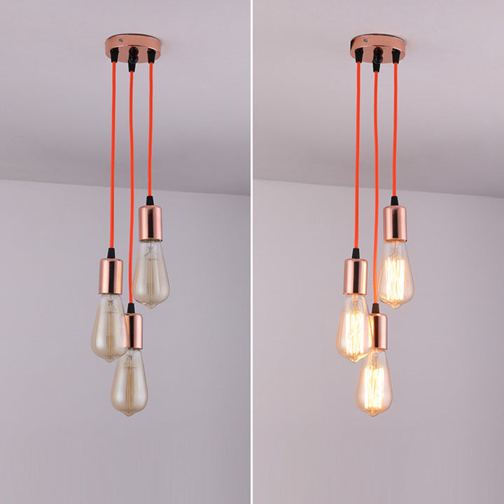 Traditioneller Vintage Eisen Runder 3-Licht Kronleuchter für Wohnzimmer 