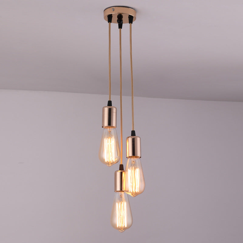 Traditioneller Vintage Eisen Runder 3-Licht Kronleuchter für Wohnzimmer 