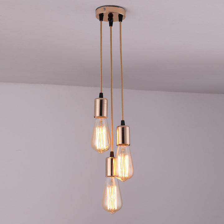 Traditioneller Vintage Eisen Runder 3-Licht Kronleuchter für Wohnzimmer 