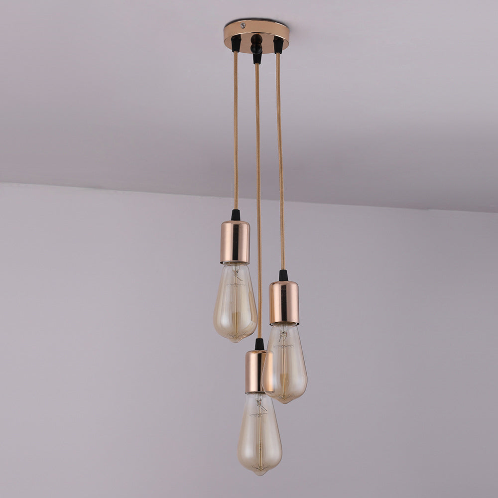 Traditioneller Vintage Eisen Runder 3-Licht Kronleuchter für Wohnzimmer 