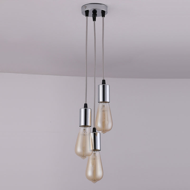 Traditioneller Vintage Eisen Runder 3-Licht Kronleuchter für Wohnzimmer 