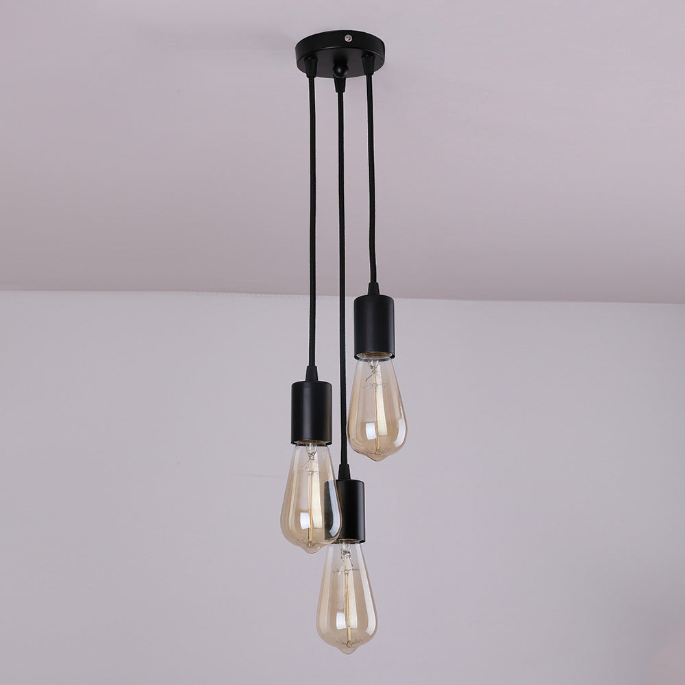 Traditioneller Vintage Eisen Runder 3-Licht Kronleuchter für Wohnzimmer 