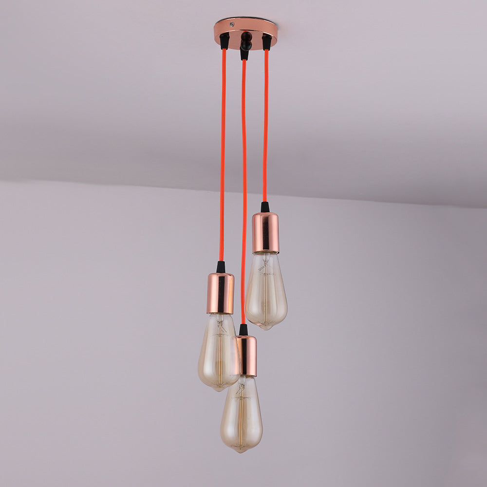 Traditioneller Vintage Eisen Runder 3-Licht Kronleuchter für Wohnzimmer 