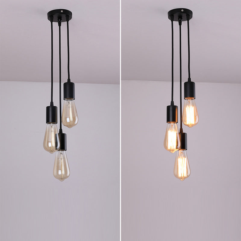 Traditioneller Vintage Eisen Runder 3-Licht Kronleuchter für Wohnzimmer 