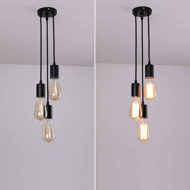 Traditioneller Vintage Eisen Runder 3-Licht Kronleuchter für Wohnzimmer 