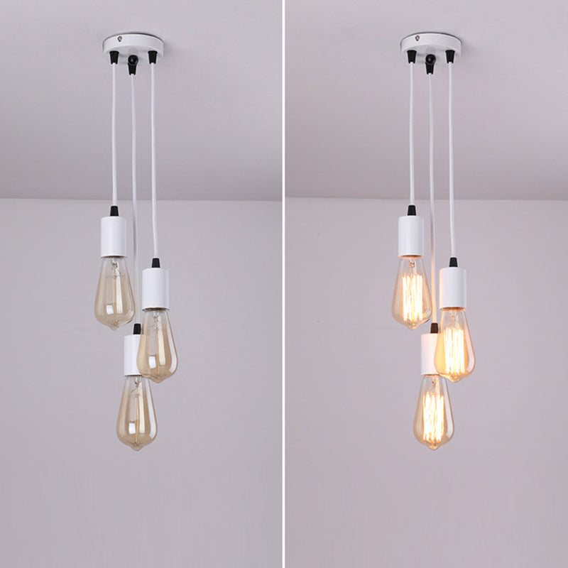 Traditioneller Vintage Eisen Runder 3-Licht Kronleuchter für Wohnzimmer 