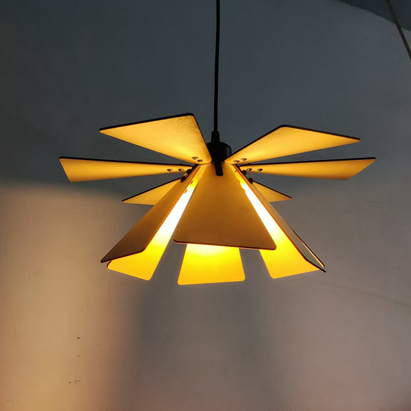 Suspension Luminaire à Une Lumière en Forme de Pétale Réglable en Bois Traditionnel Japonais pour Salon 