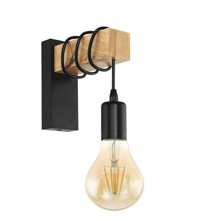 Applique murale 1 lumière en bois massif de style ferme traditionnelle avec matériel en métal pour salon 