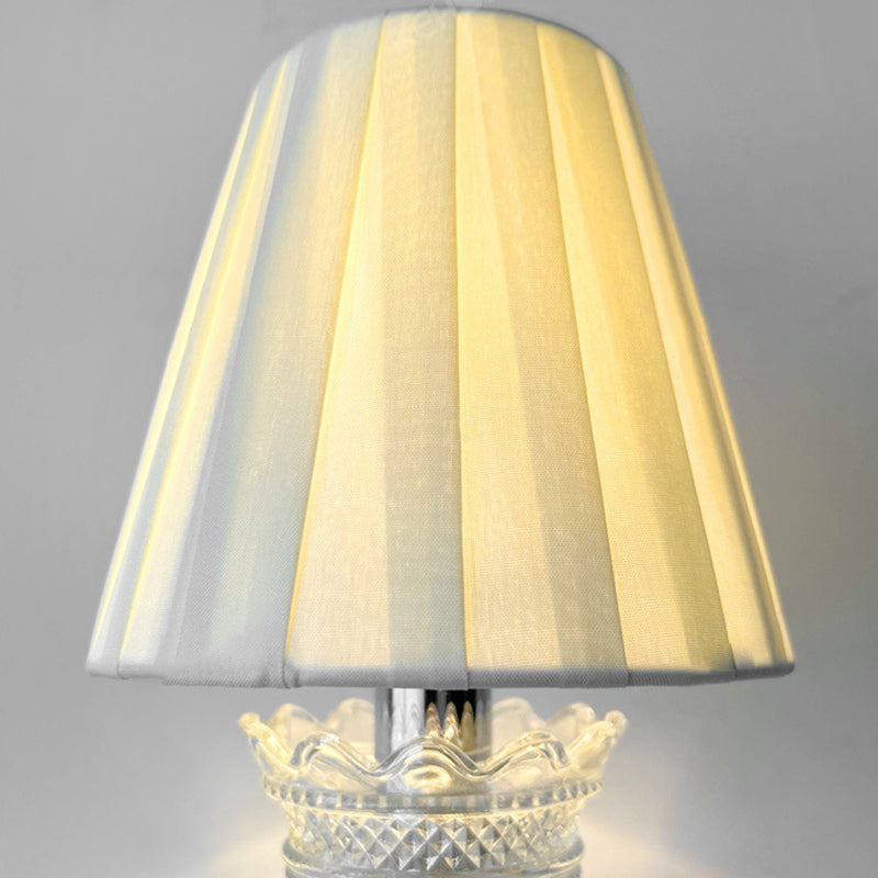 Abat-jour rond en tissu français traditionnel en acier inoxydable avec cristal, applique murale 1 lumière pour salon 