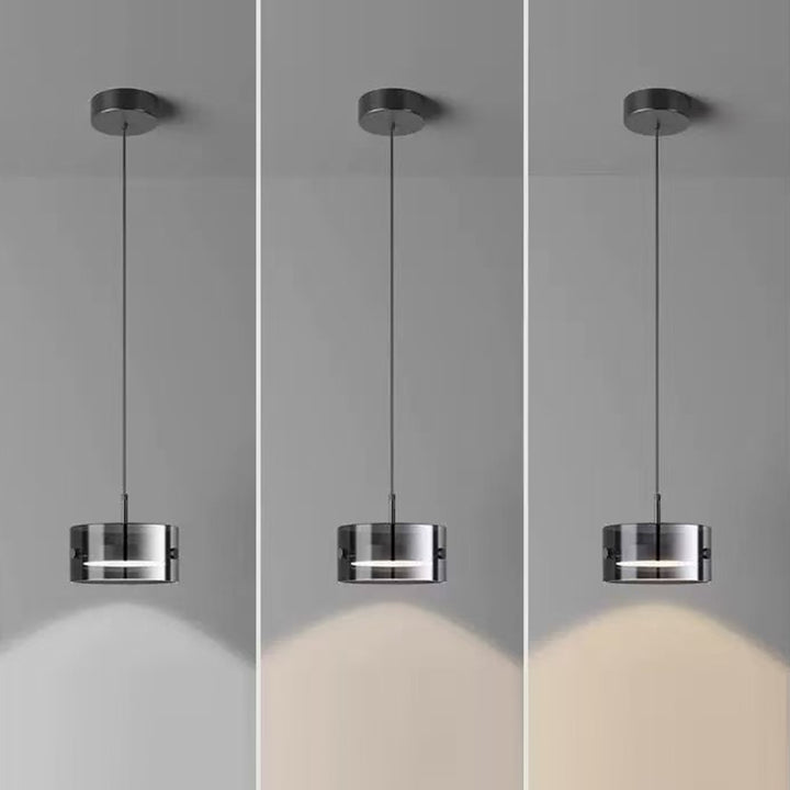 Contemporary Scandinavian Cylinder Glass Iron LED Pendant Light For Living Room