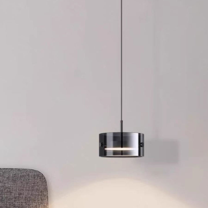Contemporary Scandinavian Cylinder Glass Iron LED Pendant Light For Living Room