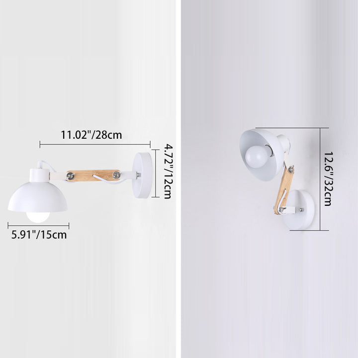 Contemporary Simplicity Solid Wood Iron Semicircle 1-Light Wall Sconce Lamp For Bedroom