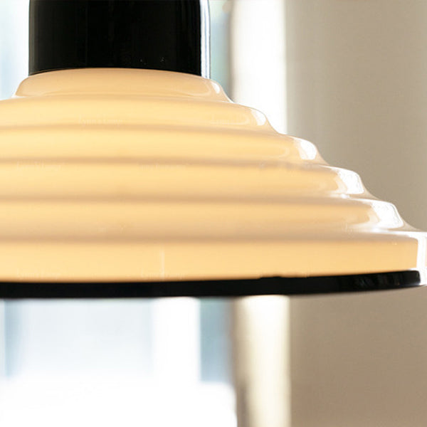 Traditioneller französischer gewellter Glasschirm Kegel 1-Licht Pendelleuchte für Wohnzimmer 