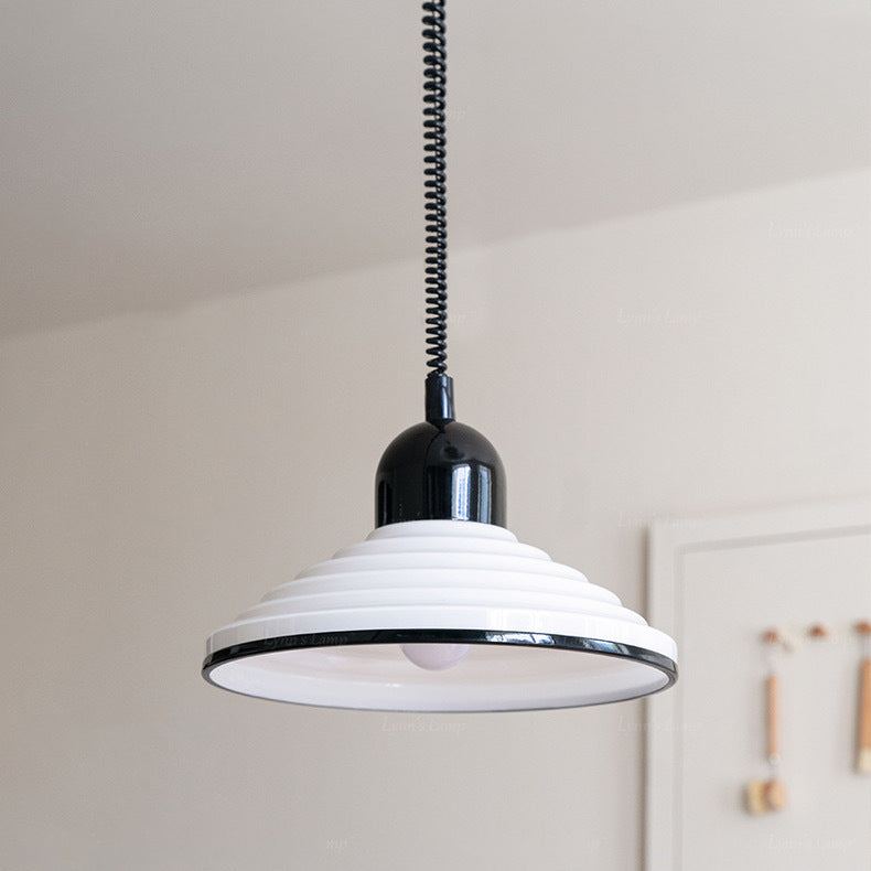 Traditioneller französischer gewellter Glasschirm Kegel 1-Licht Pendelleuchte für Wohnzimmer 
