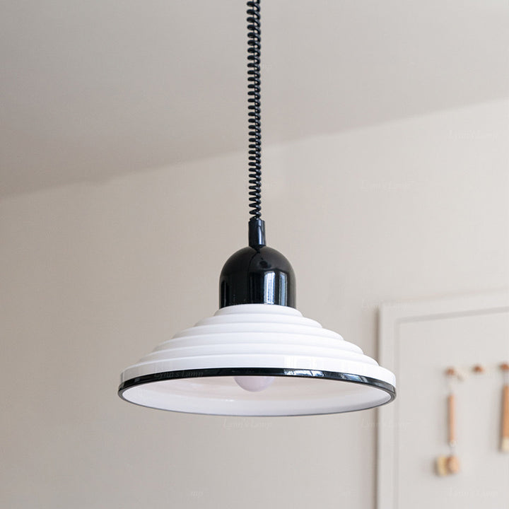 Traditioneller französischer gewellter Glasschirm Kegel 1-Licht Pendelleuchte für Wohnzimmer 