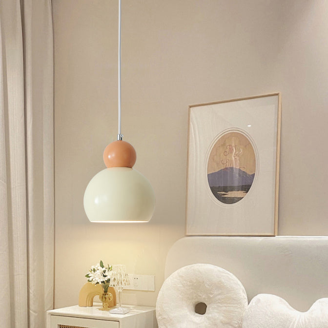 Suspension Luminaire à Une Lumière avec Abat-Jour Sphérique Géométrique en Fer Traditionnel Français pour Chambre 