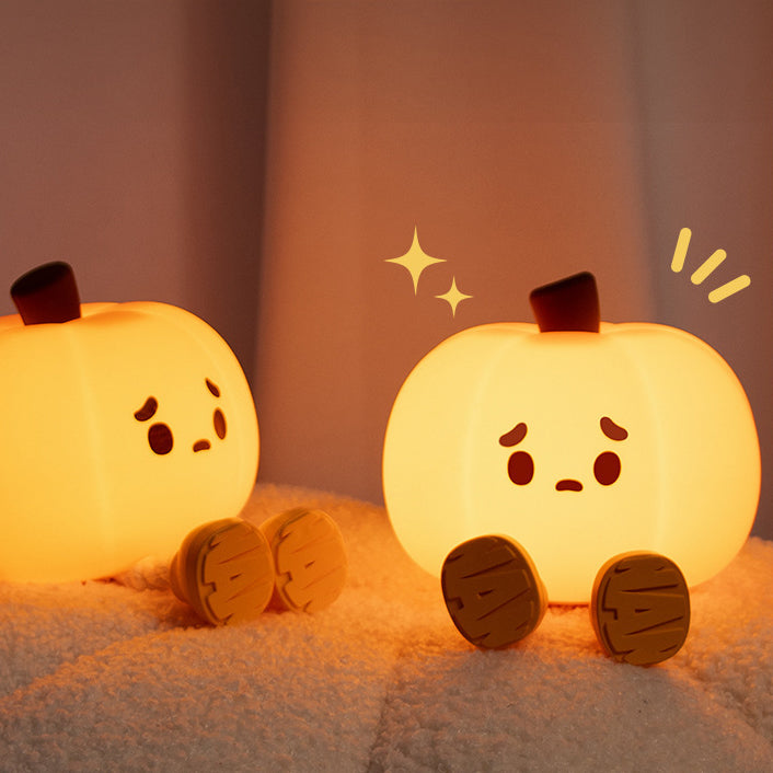 現代的なクリエイティブパンプキンシリコーンシェードLEDナイトライトテーブルランプ寝室用 