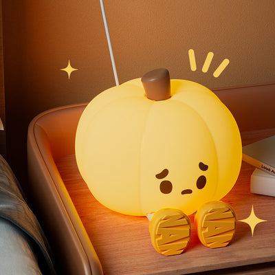 現代的なクリエイティブパンプキンシリコーンシェードLEDナイトライトテーブルランプ寝室用 