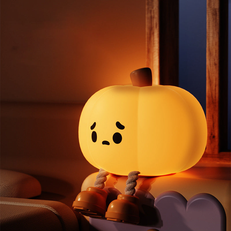 Lampe de table LED avec abat-jour en silicone citrouille créative contemporaine pour chambre à coucher 