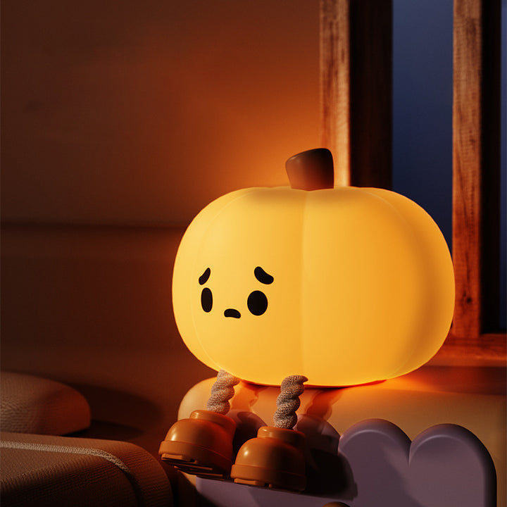 Lampe de table LED avec abat-jour en silicone citrouille créative contemporaine pour chambre à coucher 