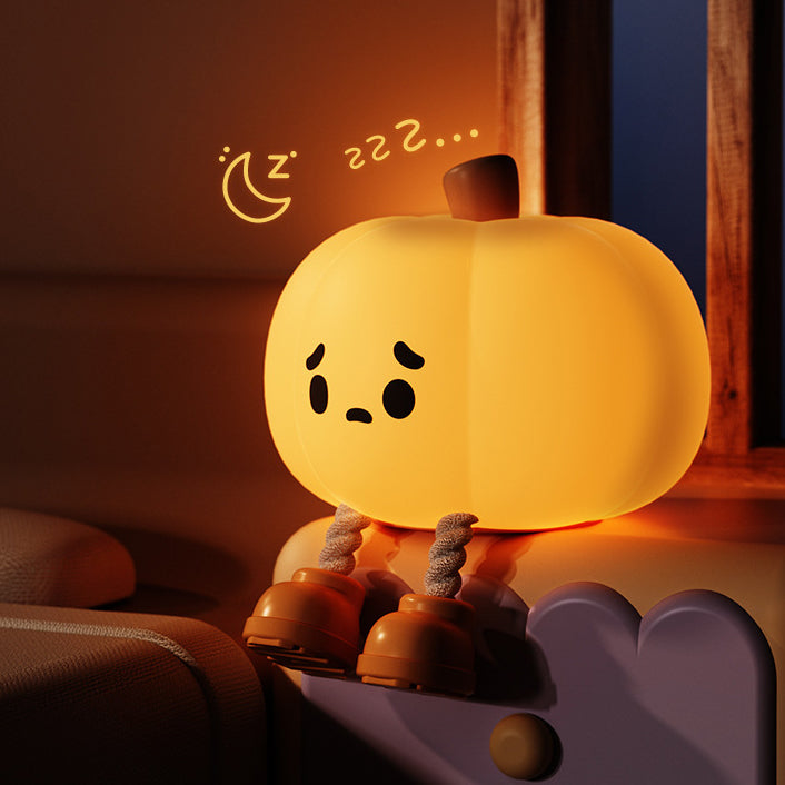 現代的なクリエイティブパンプキンシリコーンシェードLEDナイトライトテーブルランプ寝室用 