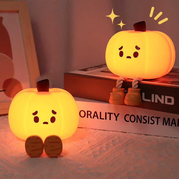 現代的なクリエイティブパンプキンシリコーンシェードLEDナイトライトテーブルランプ寝室用 