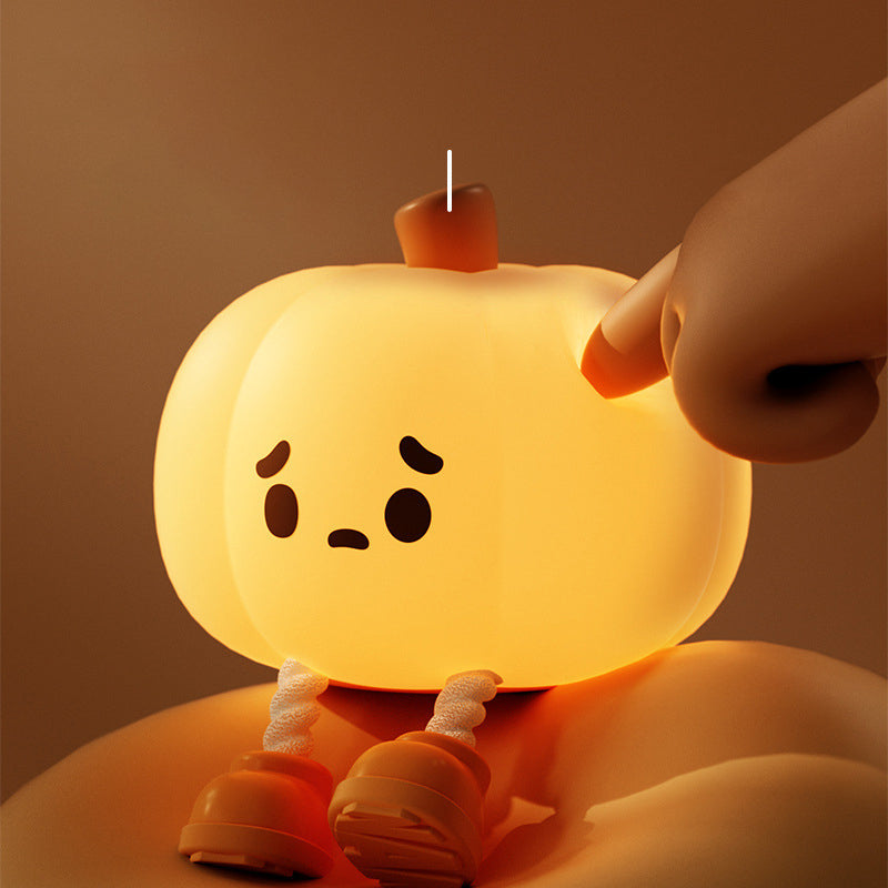 Lampe de table LED avec abat-jour en silicone citrouille créative contemporaine pour chambre à coucher 