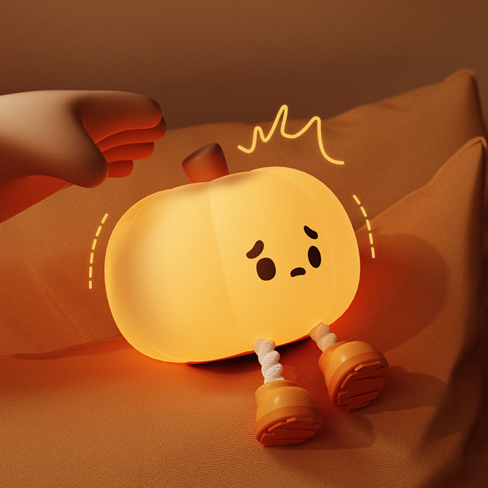 Lampe de table LED avec abat-jour en silicone citrouille créative contemporaine pour chambre à coucher 
